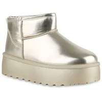 VAN HILL Damen Plateau Boots in Gold