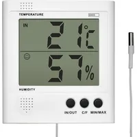 EMOS Digitales Thermometer und Hygrometer, Aussenthermometer/Innenthermometer mit 2m Kabelsensor,