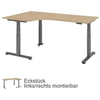 Hammerbacher VXDSM82 elektrisch höhenverstellbarer Schreibtisch eiche L-Form, T-Fuß-Gestell grau