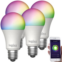 Luminea Home Control 4er-Set WLAN-LED-Lampen, E27, RGB-CCT, 14W(ersetzt 150W),