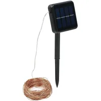 Lunartec Solar-Lichterkette aus Kupferdraht, 300 warmweiße LEDs, 8 Modi,