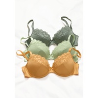 PETITE FLEUR Push-up-BH Damen khaki+hellgrün+mango Gr.90A