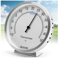 MAVORI MAVORI® Raumthermometer innen analog aus Edelstahl - elegantes