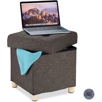 Relaxdays Sitzhocker mit Stauraum, weich gepolstert, gesteppt, Stoffbezug, Sitzwürfel,