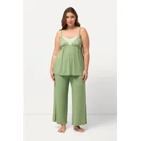 Ulla Popken Pyjama Pyjama Spitzenband V-Ausschnitt ärmellos grün 50/52