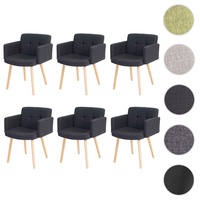 Mendler 6er-Set Esszimmerstuhl Orlando II, Stuhl Küchenstuhl, Retro-Design Textil,