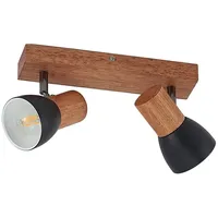 LINDBY Tonja Decken-Strahler mit Holz, zweiflammig