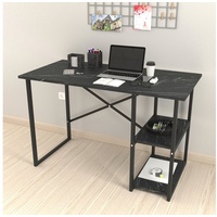 [en.casa]® Schreibtisch Nittedal mit Regal 120x60x75cm Marmor-Optik schwarz