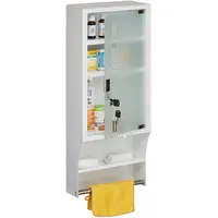 Relaxdays Medizinschrank, Glastür, abschließbar, 4 Fächer, HBT 65x27x12 cm,