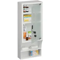 Relaxdays Medizinschrank, Glastür, abschließbar, 5 Fächer, HBT 65x27x12 cm,