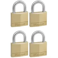 Master Lock 140EURQNOP 4 VORHÄNGESCHLÖSSER 40MM VOLLMESSING STAHLBÜGEL 22MM