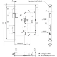 BMH Fluchttürschloss 6128 2-flg. Funk. B/EN 1125, links, Edelstahl