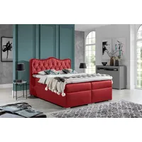 Fun Möbel Boxspringbett Schlafzimmerbett SAHAN 180x200cm Kunstleder Rot -