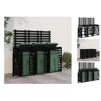 VidaXL Mülltonnenbox für 3 Tonnen Schwarz Massivholz Kiefer