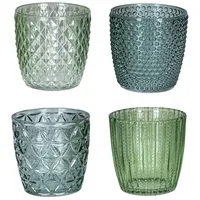 Levandeo 4er Set Windlicht H7,5cm Glas Grün Teelichthalter Kerzen