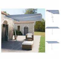 VidaXL Gelenkarmmarkise 400 x 350 cm blau/weiß inkl. Pfosten