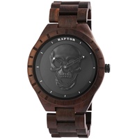 Raptor Armbanduhr Holz Totenkopf Uhr dunkelbraun RA20300-001 - Braun/Schwarz