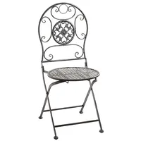 Kobolo Gartenstuhl Vintage Nostalgie Stuhl aus Metall grau 91cm