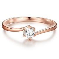 Trilani Ring Sterling Silber Zirkonia in Roségold 55 Weiss
