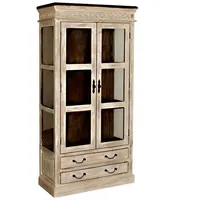 Massivmoebel24 | Vitrine Mango / Akazie 90x45x180 weiß gewachst