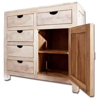 Massivmoebel24 Kommode Akazie 90x42x85 white stone getüncht nature white