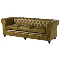 MASSIVMOEBEL24.DE Sofa 3-Sitzer Echtleder 216x82x75 grün CHESTERFIELD #303 |