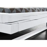 Massivmoebel24 Balkenbett Fichte 160x200x87 weiß lackiert VANCOUVER #710 -