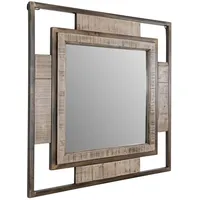 MASSIVMOEBEL24.DE Spiegel Mango 92x4x92 braun lackiert HEAVY INDUSTRY #254