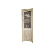 Massivmoebel24 Vitrine Akazie 65x42x190 white stone getüncht NATURE WHITE