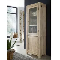 MASSIVMOEBEL24.DE Vitrine Akazie 65 x 42 x 190 cm