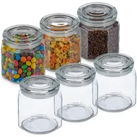 Relaxdays Vorratsgläser mit Deckel, 6er Set, Glas, 1,3 l,