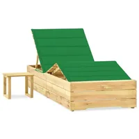 VidaXL Garten-Sonnenliege mit Tisch und Auflage Kiefer Imprägniert