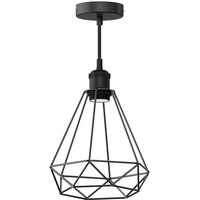 Ledscom.de Vintage Pendelleuchte RETRA, schwarz, E27 Fassung, Käfig-Schirm
