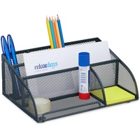 Relaxdays Schreibtisch Organizer, 5 Fächer, Mesh Design, Metall, HBT: