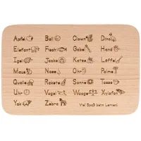 Spruchreif Frühstücksbrett aus Holz mit Gravur ABC und 1x1