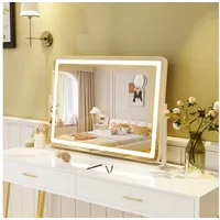 Costway Schminkspiegel mit 3 Lichtfarben & Touch-Steuerung, 360° drehbarer