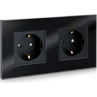 Navaris Glas Schuko Steckdose zweifach - mit Montagematerial -