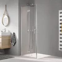 Kermi Liga Eckeinstiegshälfte Pendel-Falttür LI2CL123201PK 123x200cm, silber mattglanz, ESG