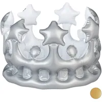Relaxdays Aufblasbare Krone, Kostümzubehör Karneval, Accessoire für Prinzessin, König,
