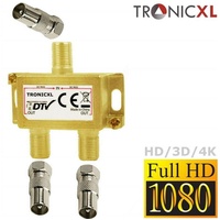 TronicXL 2-Fach BK Verteiler Premium TV Kabel Adapter Antennenverteiler