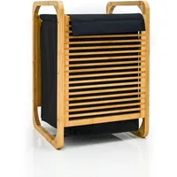 Dune Design 50L Wäschekorb Bambus mit Deckel und Wäschesack