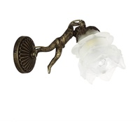 Licht-Erlebnisse Wandleuchte PUTTI, ohne Leuchtmittel, Wandlampe Echt-Messing Glasschirm Blütenform