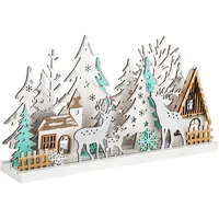 Spetebo Holz Winterlandschaft 30 cm beleuchtet - 15 LED