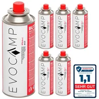 Evocamp 6x Butan Gaskartuschen 227g für Campingkocher, Gasheizung