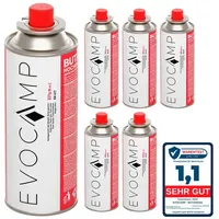 Evocamp 6x Butan Gaskartuschen 227g für Campingkocher, Gasheizung