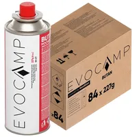 Evocamp 84x Butan Gaskartuschen 227g für Campingkocher, Gasheizung