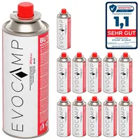 Evocamp 12x Butan Gaskartuschen 227g für Campingkocher, Gasheizung