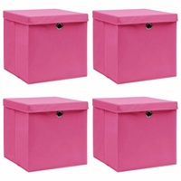 VidaXL Aufbewahrungsboxen mit Deckeln 4 Stk. Rosa 32x32x32 cm