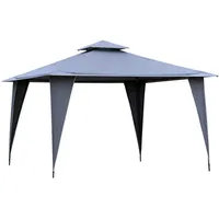 Outsunny Pavillon Partyzelt mit Doppeldach 3,45x3,45x2,68m Festzelt Gartenlaube Metall
