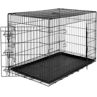 LIONTO Hundetransportkäfig faltbar mit Hygiene-Bodenwanne, 106x71x77 cm schwarz